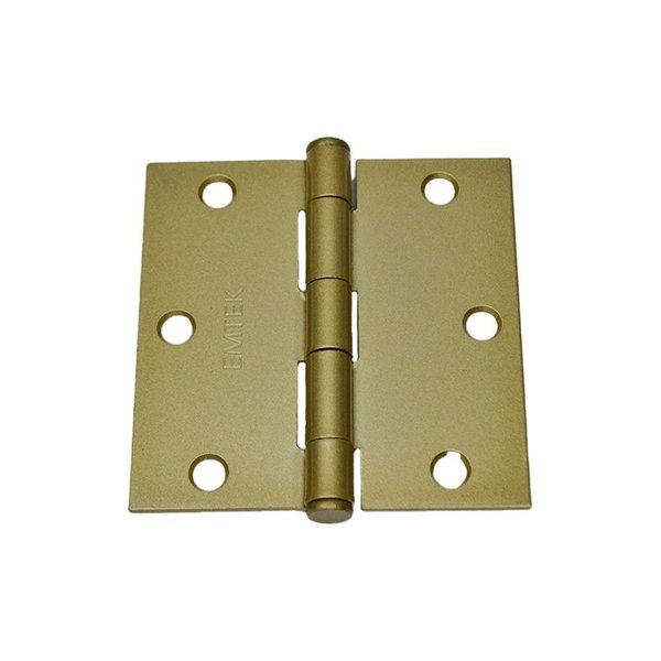 Emtek Pair of 3-1/2 in x 3-1/2 in Square Steel Residential Duty Hinges Satin Brass Finish 91013US4